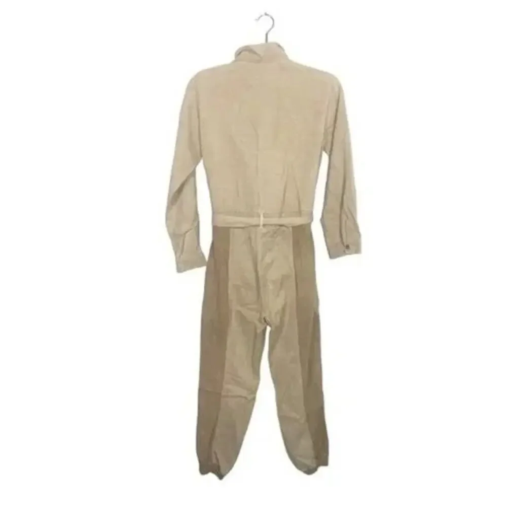 Zara Junior Cuffed Jumpsuit Belted Long Sleeve Pockets One piece 13-14 Tan Beige